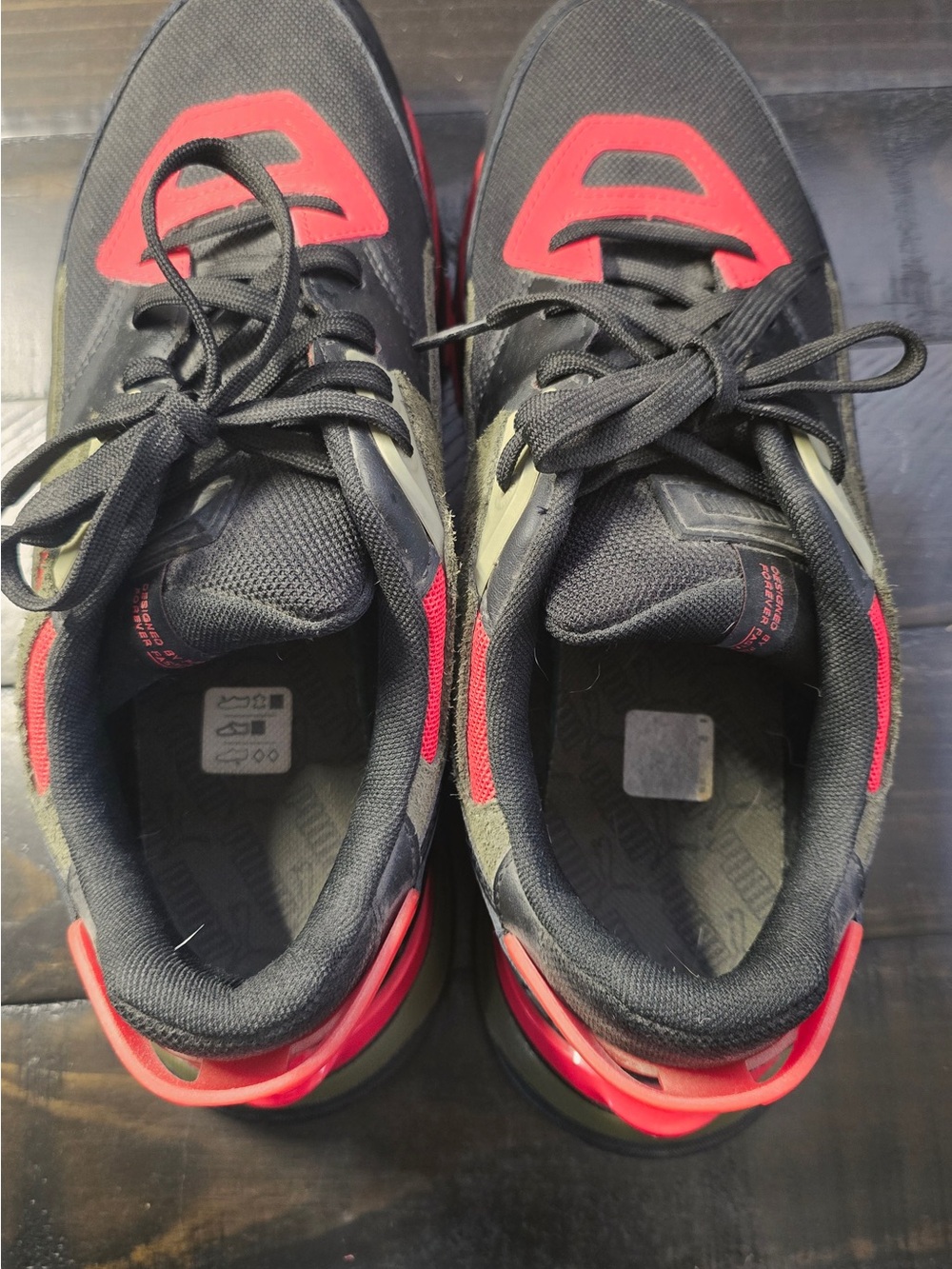 Puma Men’s Black Olive Green Red Athletic Sneakers - Picture 5 of 6